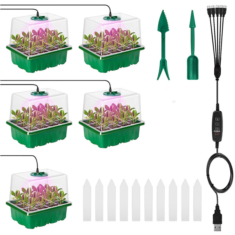 Humidity Dome Kit - ถาดเพาะเมล็ดพร้อมไฟปลูกพืช, ชุดเพาะเมล็ดพร้อมโดมควบคุมความชื้น, โรงเรือนขนาดเล็กสำหรับการเพาะเมล็ด