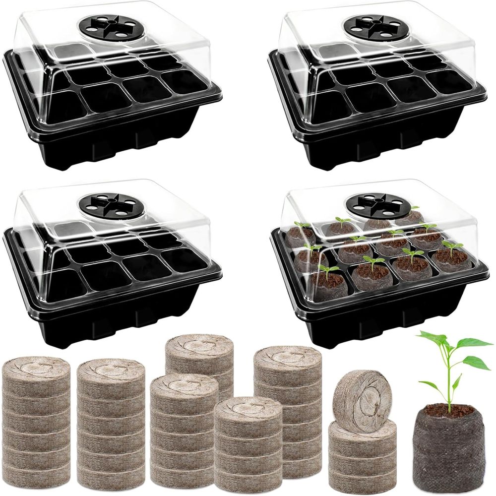 Peat Pellet Tray - ถาดเพาะเมล็ด 4 ชิ้น พร้อมเม็ดพีท 50 ชิ้น,