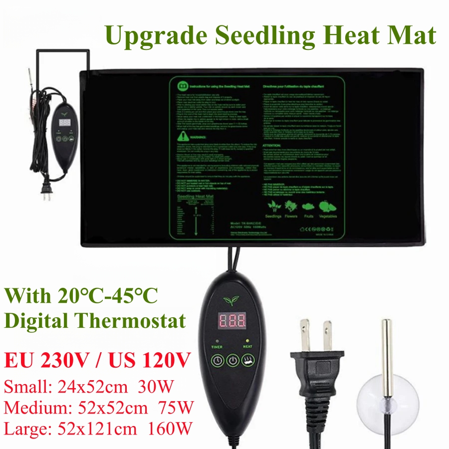 Heat Mat Seedling - 3 ขนาดอัพเกรดต้นกล้าความร้อนแผ่นกันน้ําความร้อน 20 ℃ -45 ℃